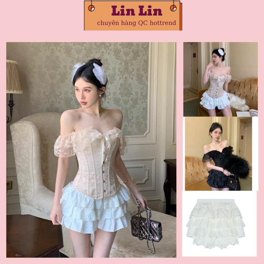 Có Sẵn Áo Corset Màu Nude Trễ Vai Kiểu Dáng Hottrend Trẻ Trung