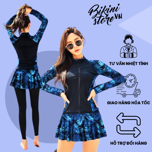 BikiniStoreVN Đồ bơi tay dài quần dài S Bikini dài tay váy Đồ