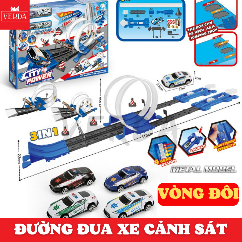 Đường đua hot wheels xe ô tô 1 và 2 đường ray lửa cao tốc cảnh sát