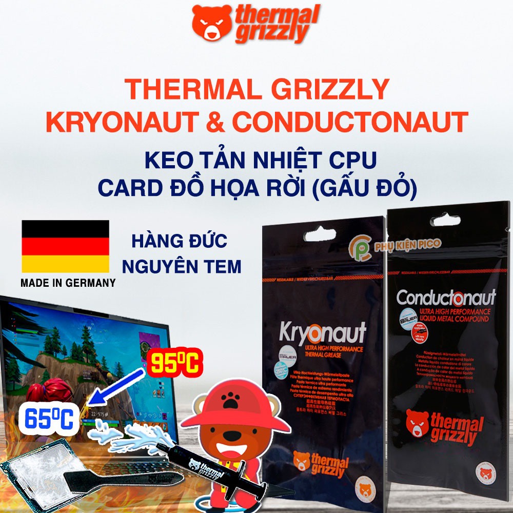 Keo tản nhiệt Thermal Grizzly Kryonaut liquid helium 1 gram Kem tản