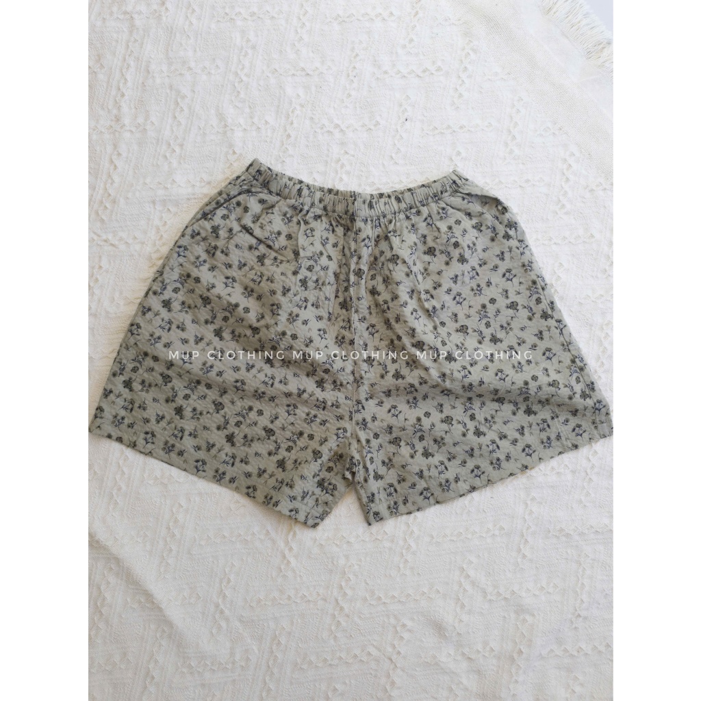 Quần mặc nhà quần ngủ xô cotton họa tiết vintage Mụp Clothing Shopee