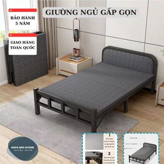 Giường sắt gấp gọn kèm đệm chịu tải trọng đến 300kg Bảo hành 24 tháng