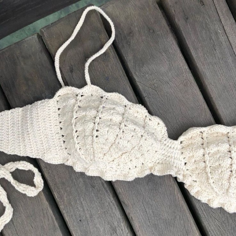 Áo Bikini Len Móc Sò Cúp Ngực EMILY Top Crochet Handmade Nữ Bikini Đi