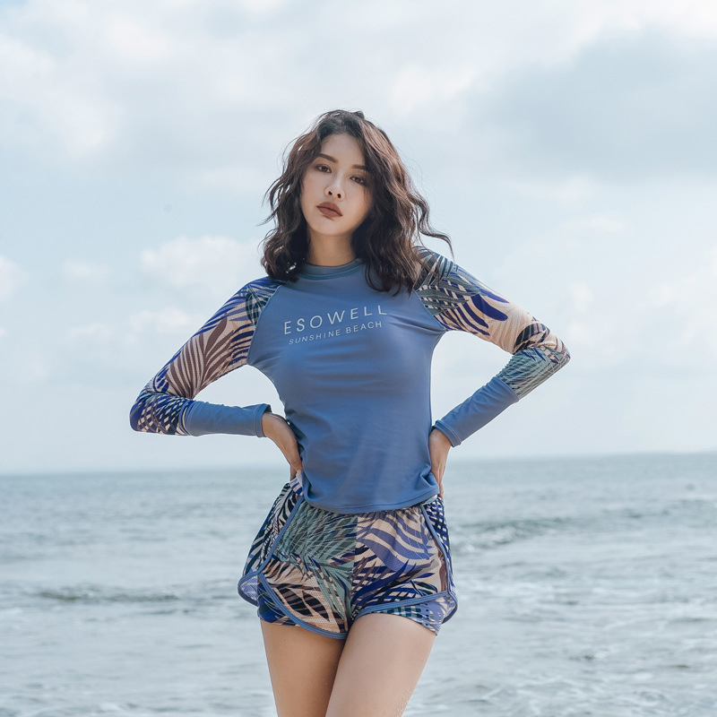 Đồ bơi nữ Dài tay mảnh Bikini đi biển kèm quần lớp chất thun lạnh