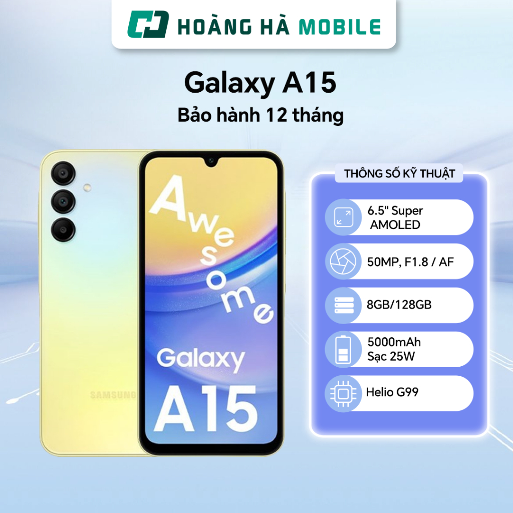 Điện thoại di động Samsung Galaxy A15 8GB 128GB Chính hãng Nguyên