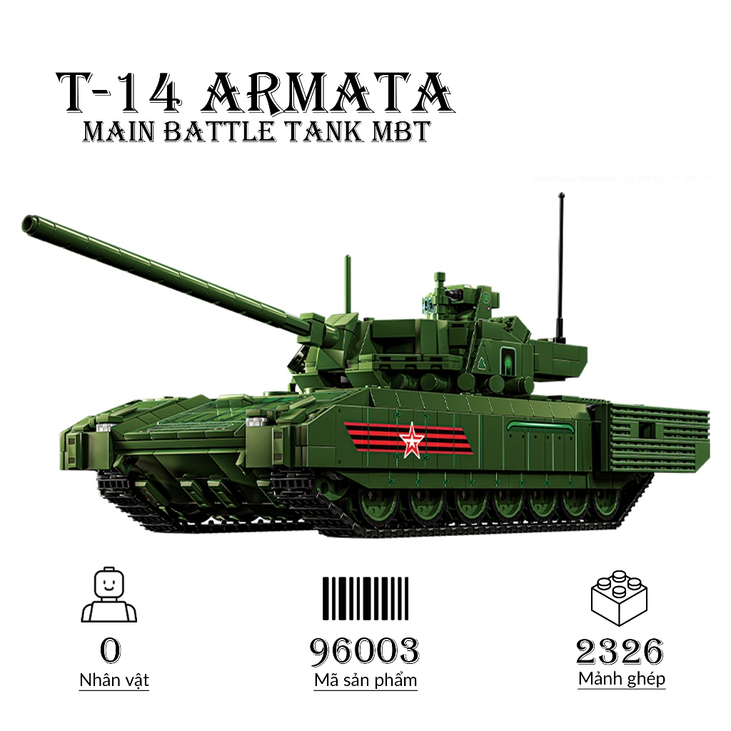 Đồ chơi Lắp ráp Xe tăng T 14 Armata 12Go 96003 Xếp hình thông minh