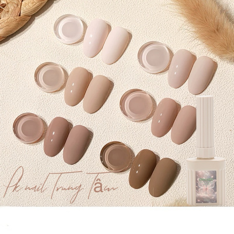 Glow Sơn gel tone nâu sữa nâu nude sơn gel glow nails mua đủ 6 chai