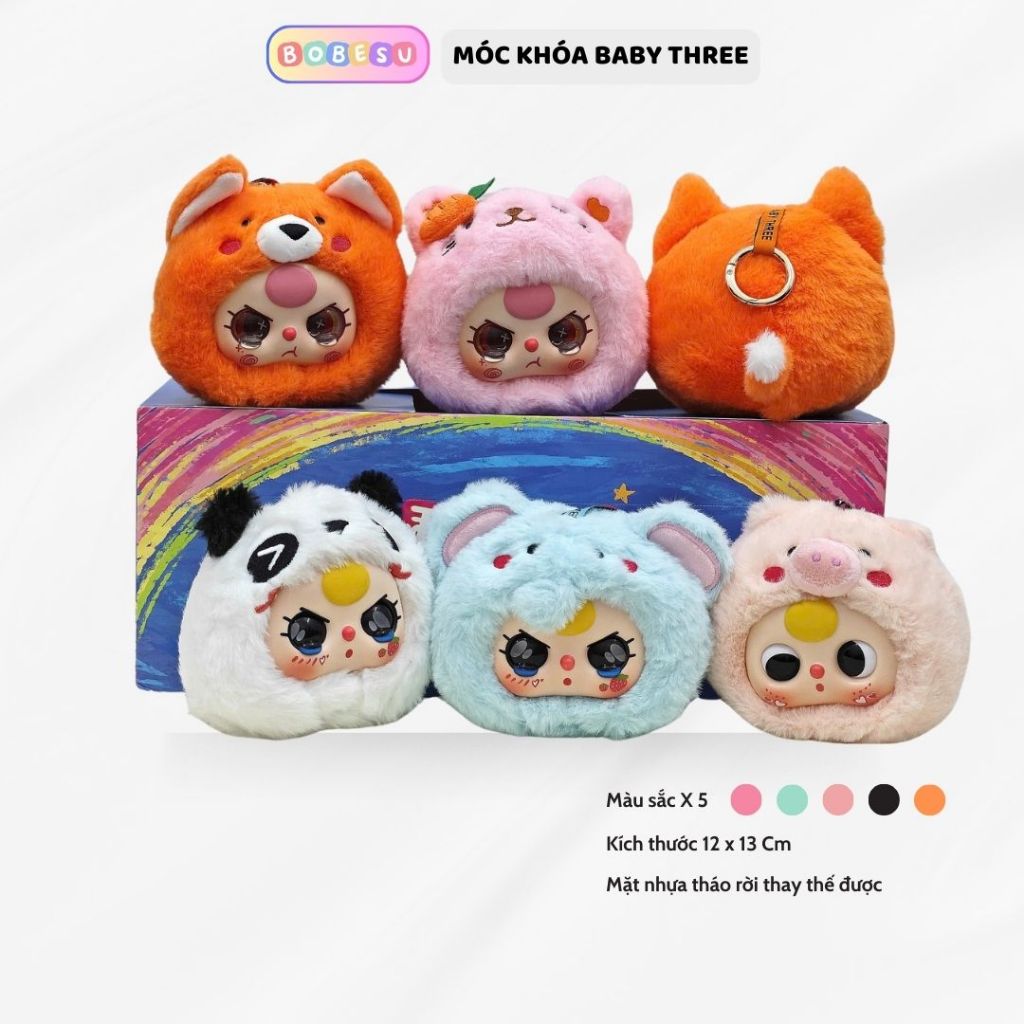 HÀNG SẴN GIAO Móc khóa baby three V3 Mặt baby three thiết kế mắt lé