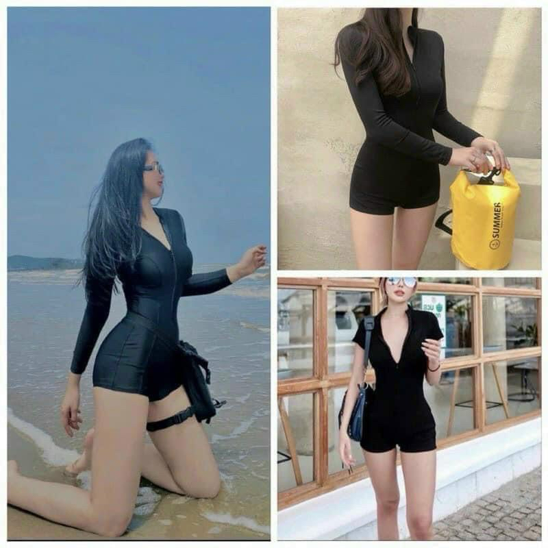 Size M L XL BIKiNi Đồ Bơi Đi biển 1 mảnh khoá kéo form Short kín Đáo