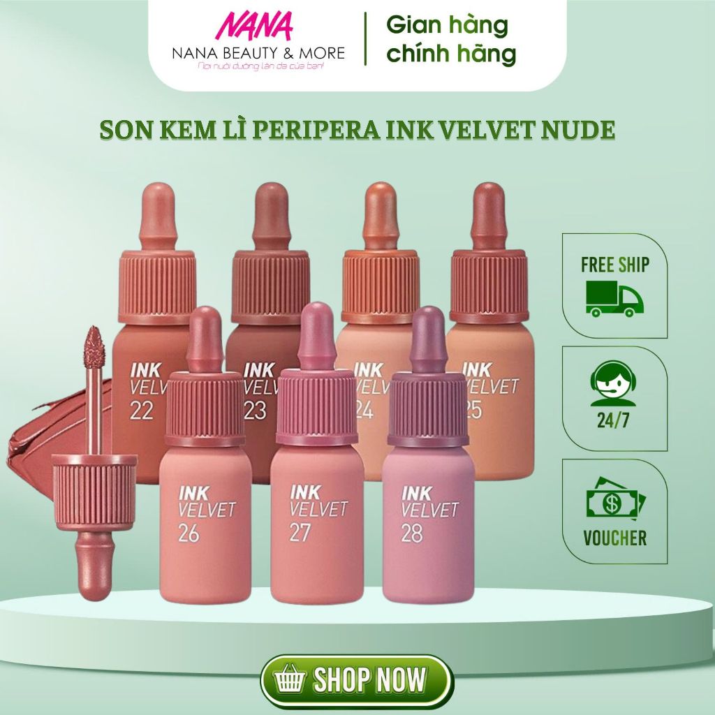 Son kem lì PERIPERA INK Velvet Nude thiết kế nhỏ gọn tiện dụng độ bám