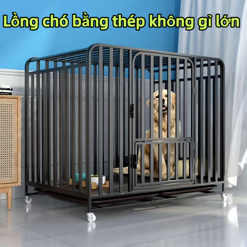 Lồng chó lồng thú cưng cỡ trung bình nhà chó bằng thép không gỉ cao