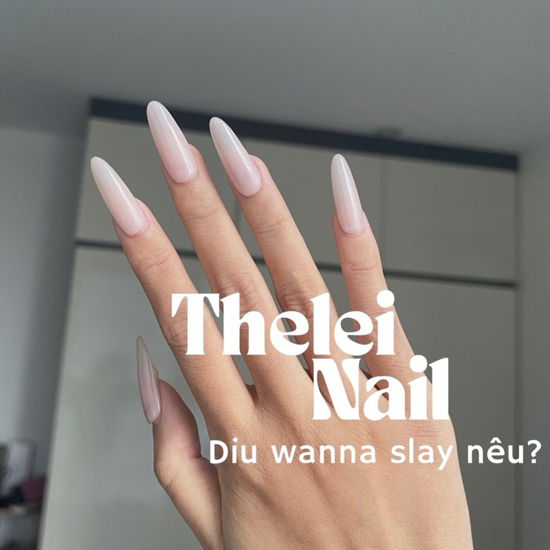 Hoả tốc hn thelei móng giả úp nailbox trơn sơn thạch nude nhọn tròn