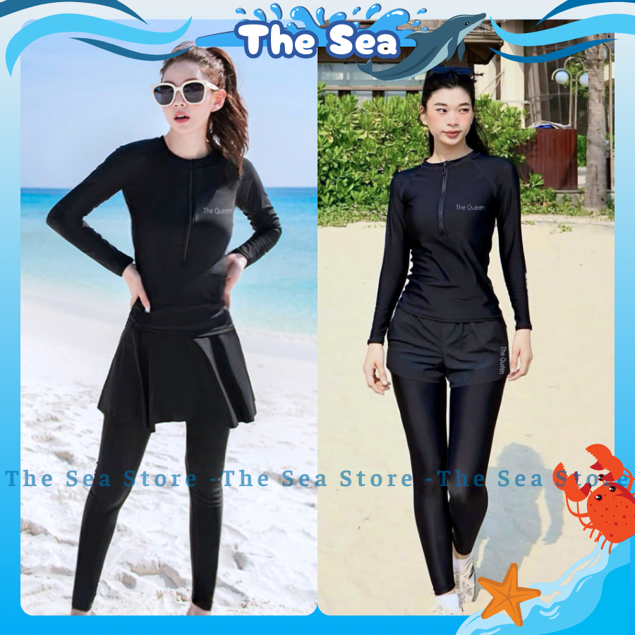 Đồ bơi nữ Ninja đi biển mảnh bikini kín đáo chống nắng áo dài tay