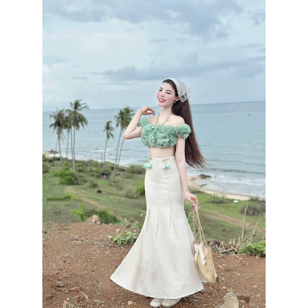 Bikini đồ bơi đi biển set hai món ĐÍNH BÔNG chất ren sang xịn Lanbishop