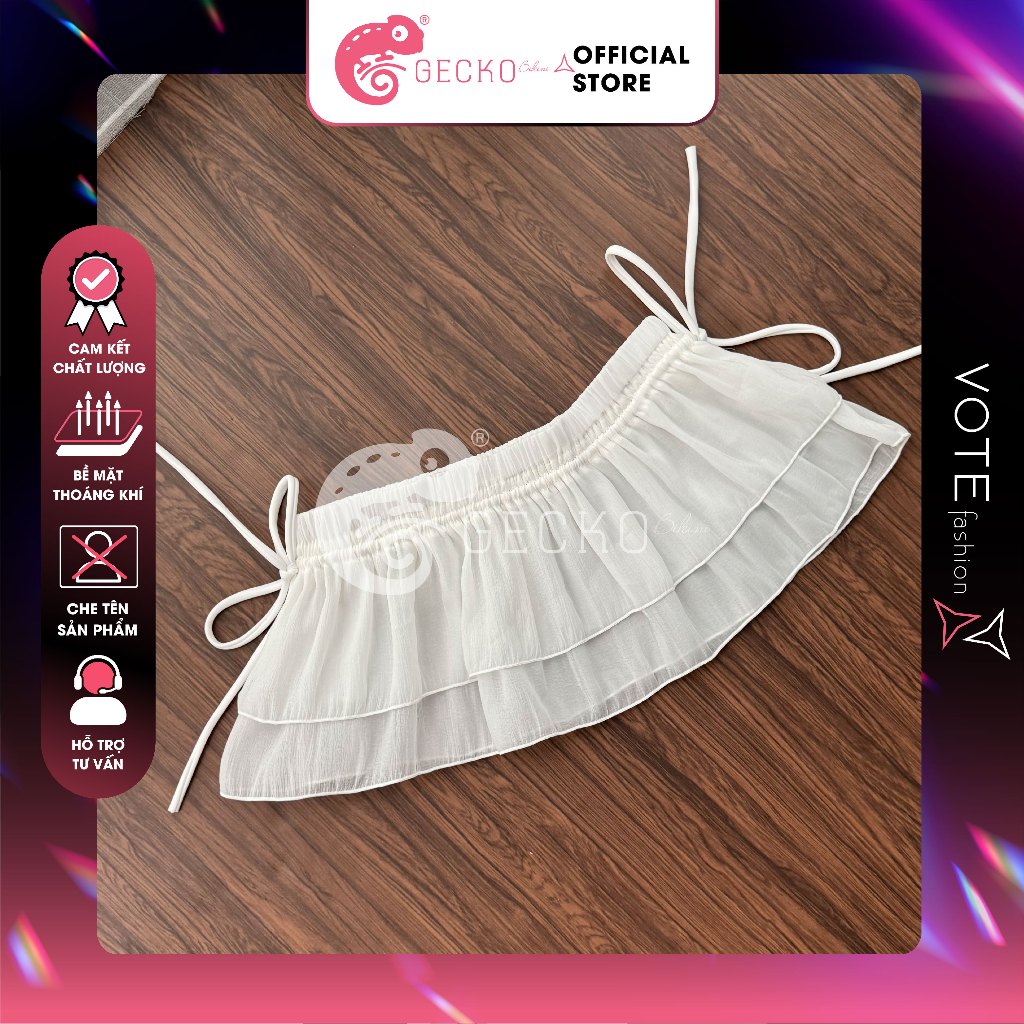 HCM Chân Váy Ngắn GECKO Voan Tơ Giấy Tầng Cute Mặc Kèm Bikini PK