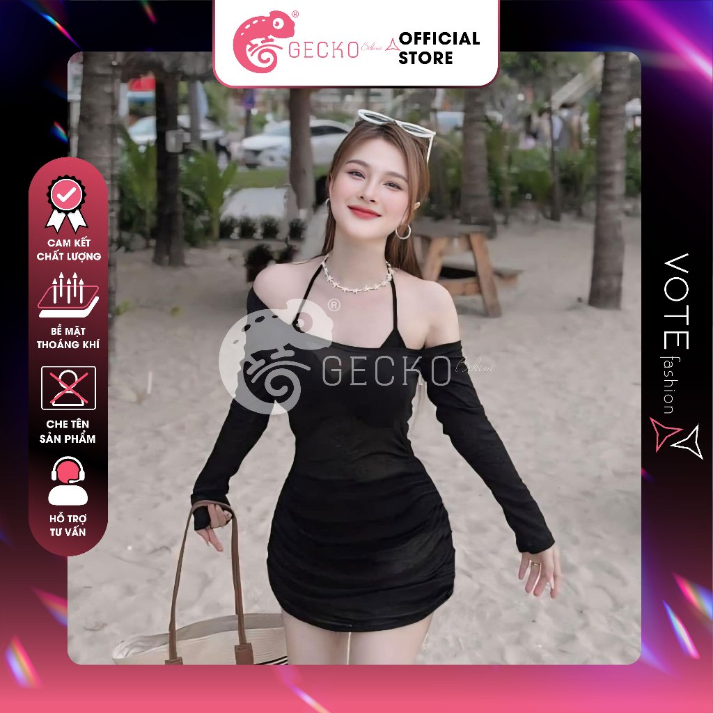 HCM Combo 3 Món Áo Lưới Trễ Vai Dáng Ngắn Phối Bikini Xốp Nhật 4CB27