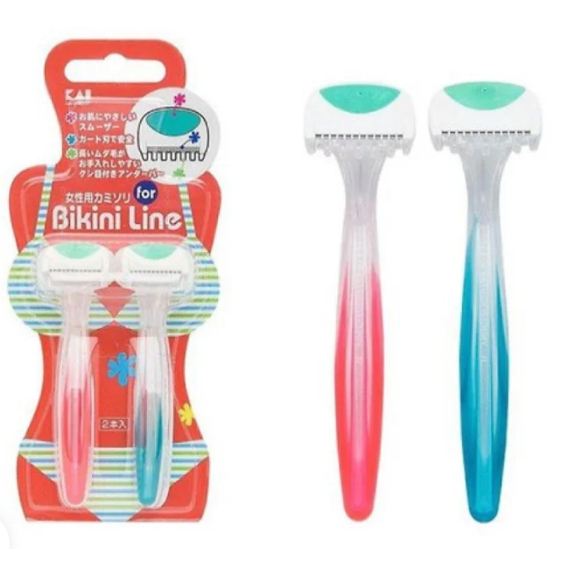 Che Tên Set 2 Dao Cạo Bikini Thân Nhựa Kai Bikini Line Razor Chính