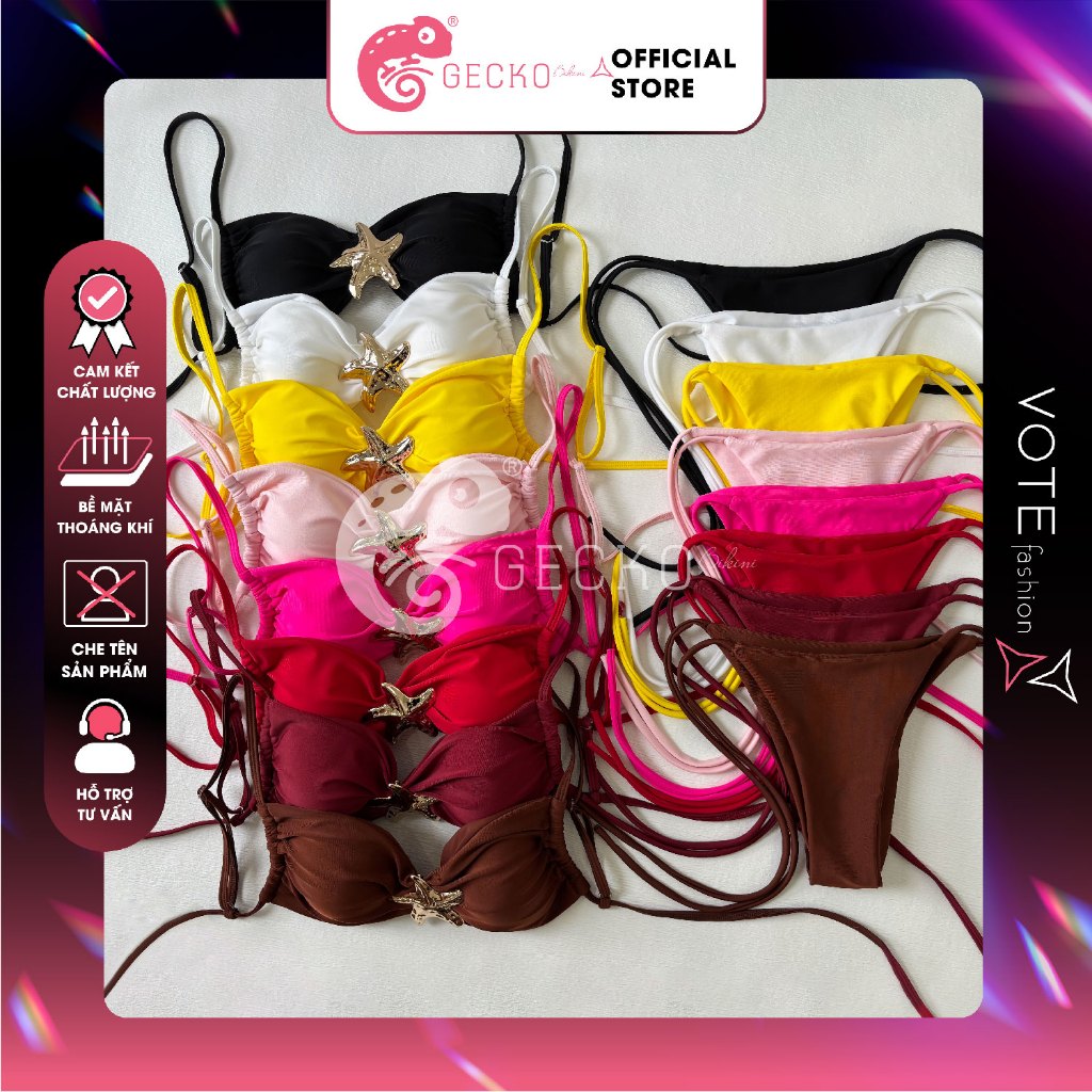 HCM Bikini GECKO 2 Mảnh Cúp Mix Khoen Sao Dễ Thương 2M101 B Ảnh Thật