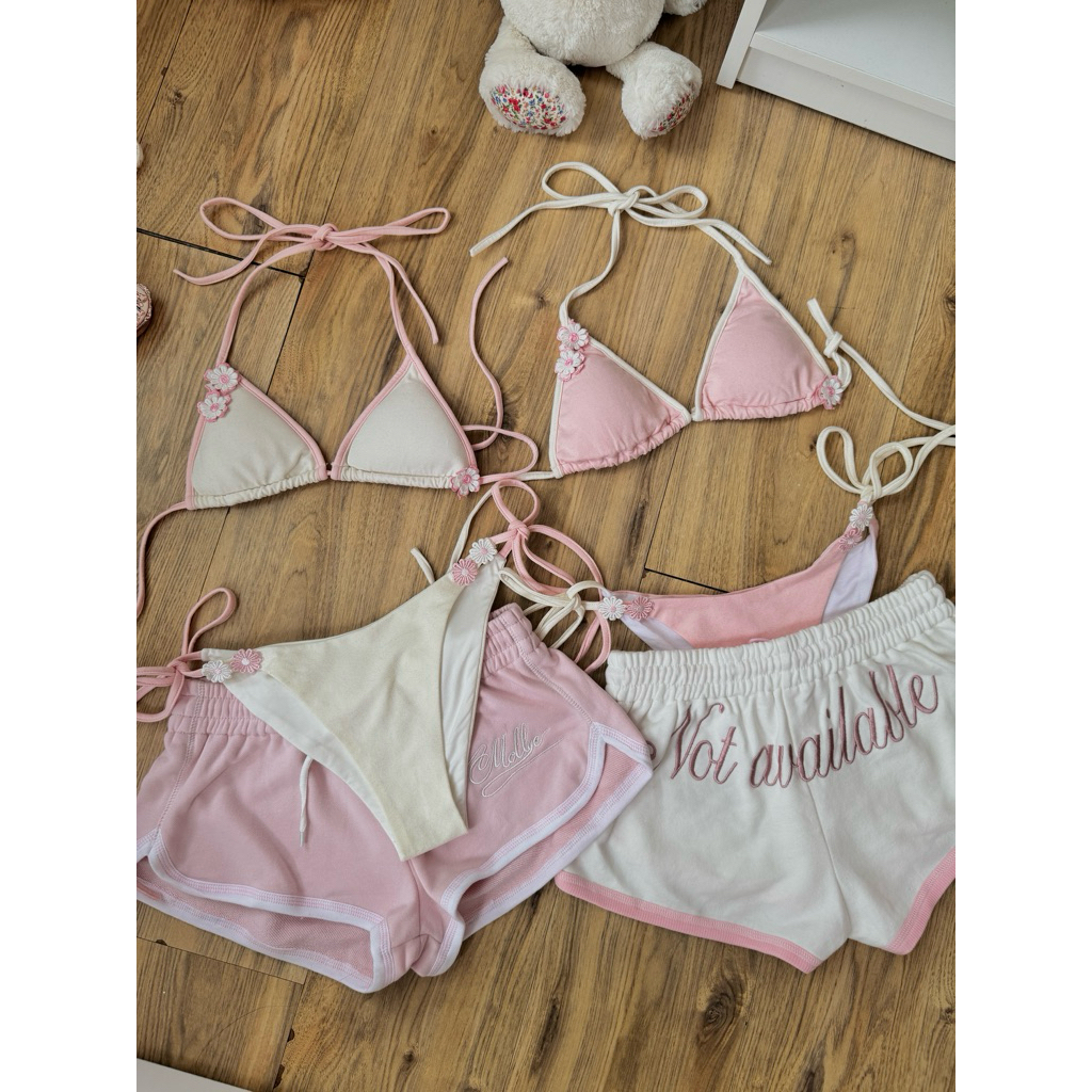 CLOUDY BIKINI bikini 2 mảnh sexy trơn đính hoa kèm mút form ngực nhỏ