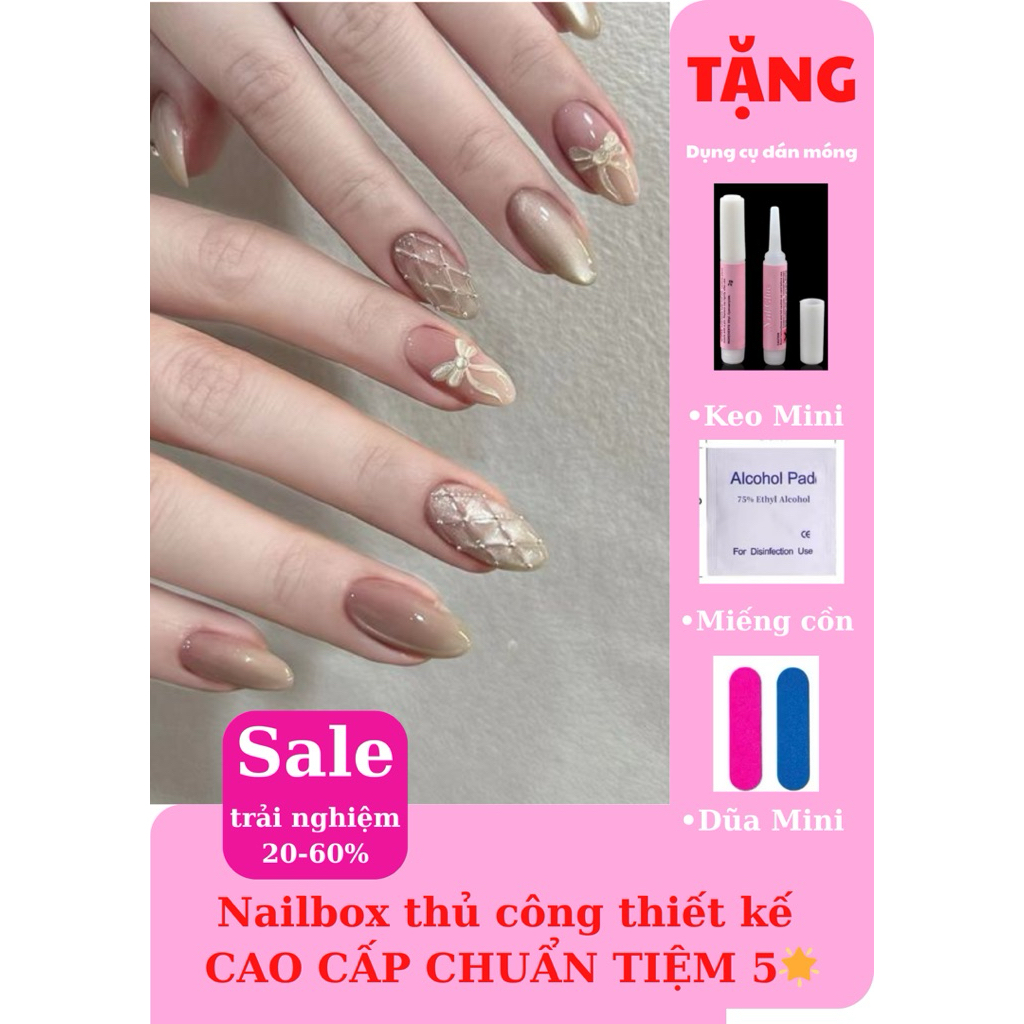 Hoả tốc Móng úp tay móng tay giả Nail box Thiết Kế T thạch nude