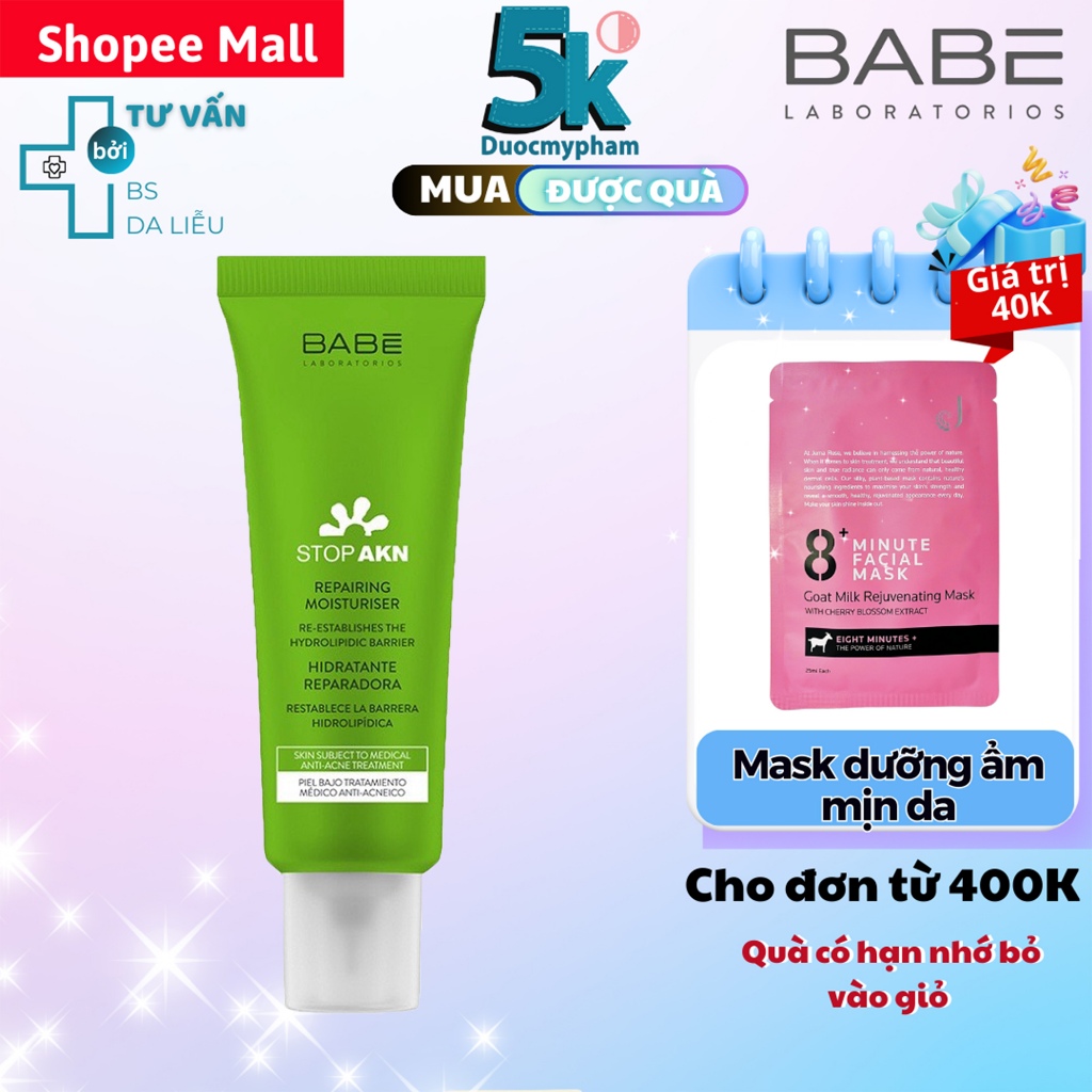 Kem dưỡng phục hồi da sau treatment thấm siêu nhanh Babe Stop Akn