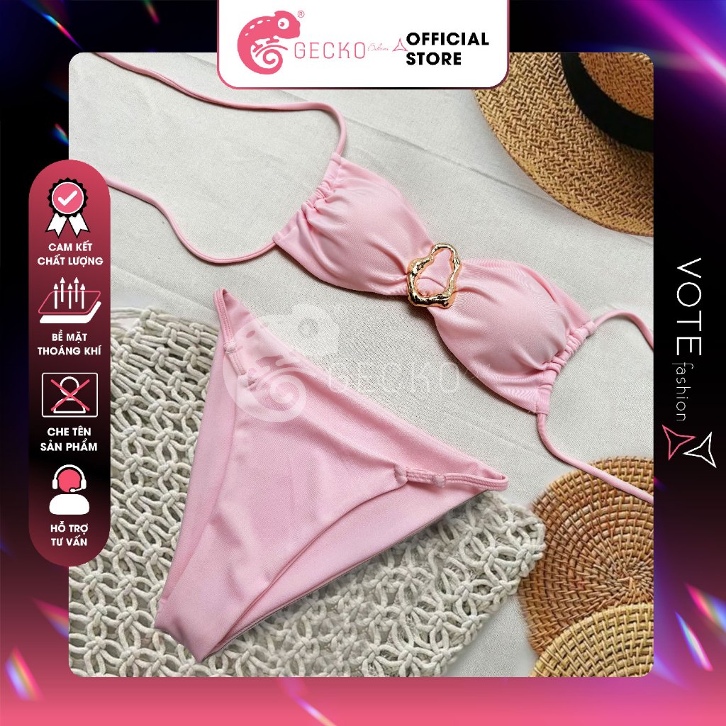 HCM Bikini GECKO 2 Mảnh Đính Khoen Charm Xinh Xắn Sexy 2M86 A Ảnh