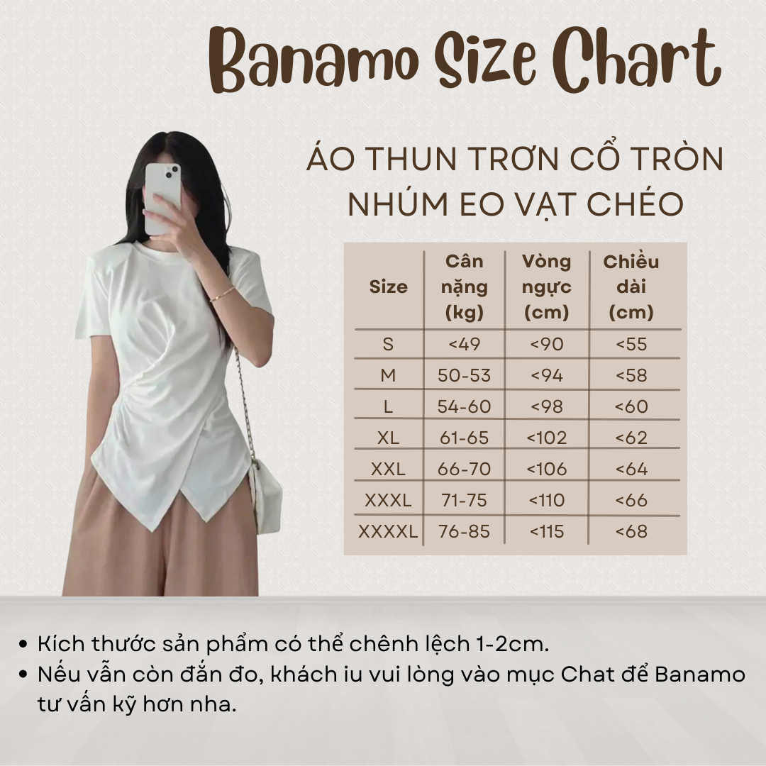 Áo thun nữ Banamo Fashion áo thun trơn cổ tròn nhúm eo vạt chéo có