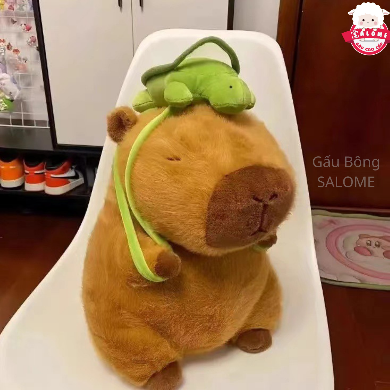 Gấu Bông Chuột Lang Nước Nâu Capybara Đeo Cặp Rùa To Khổng Lồ Vải Siêu