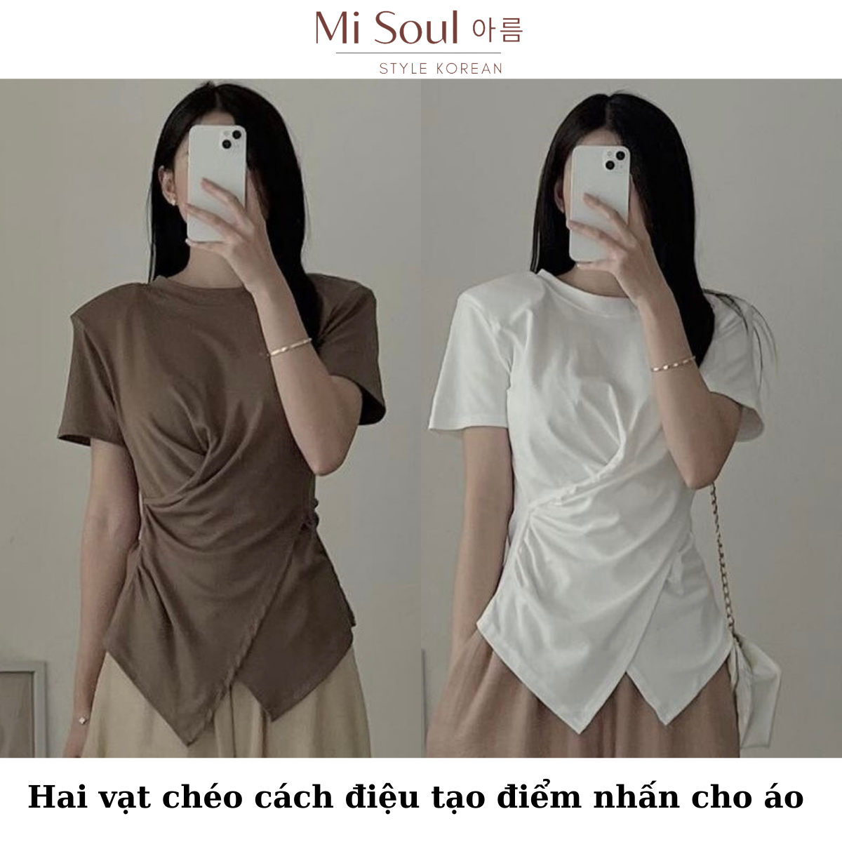 Áo Thun Xoắn Eo Cổ Tròn MiSoul BigSize Áo Cộc Tay BigSize Vạt Chéo