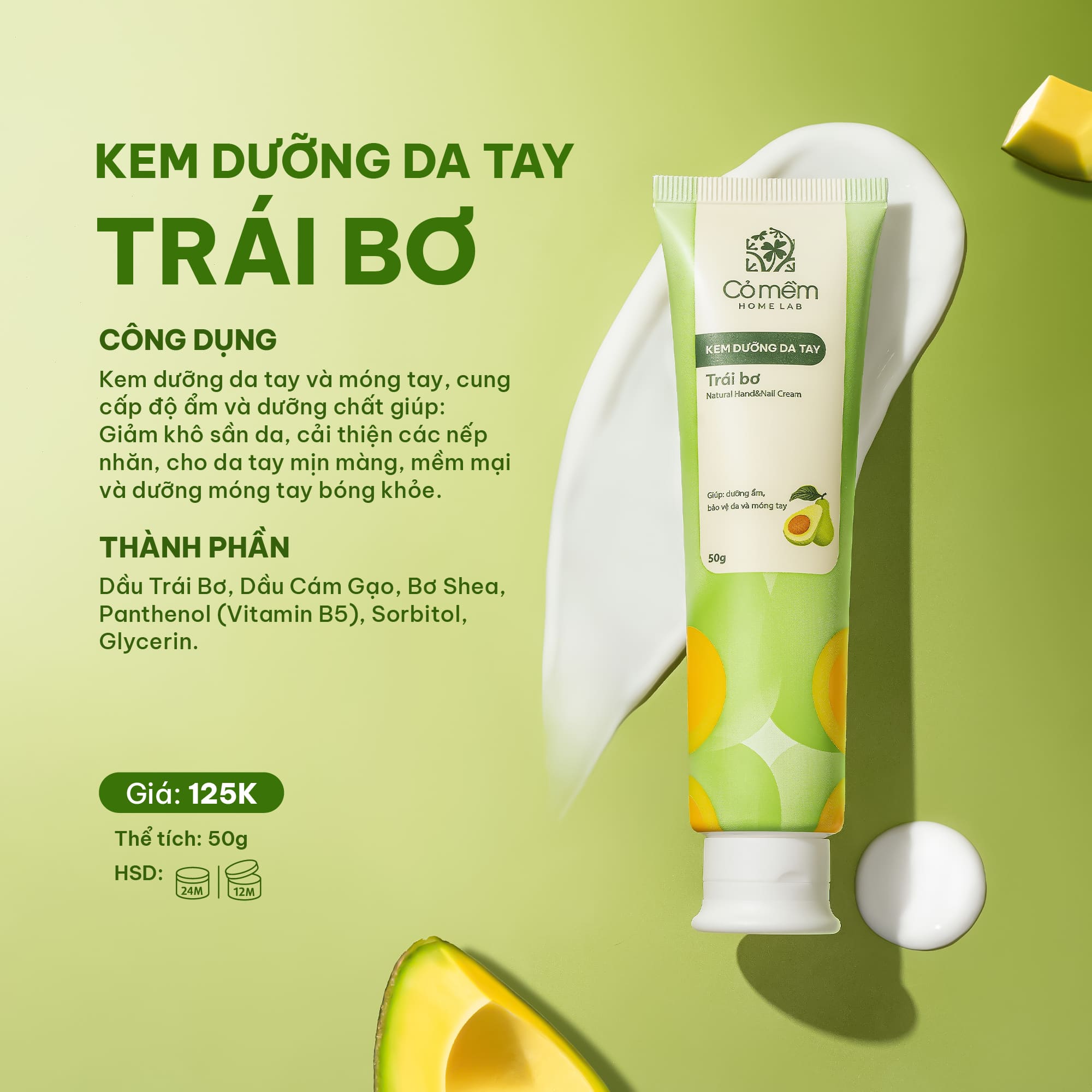 Kem Dưỡng Da Tay Và Móng Trà Đào Dưỡng Ẩm Mềm Mịn Hand Cream Cỏ Mềm 50g