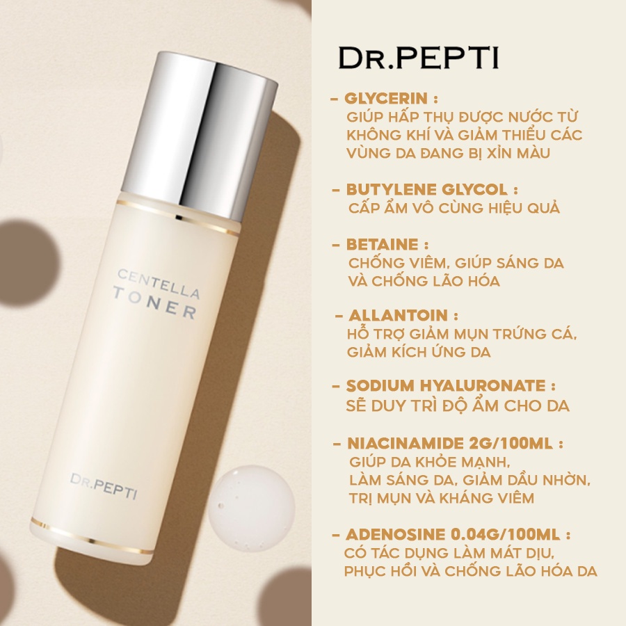 MẪU MỚI Nước Hoa Hồng Dưỡng Da Căng Bóng Dr Pepti Centella Toner Ex