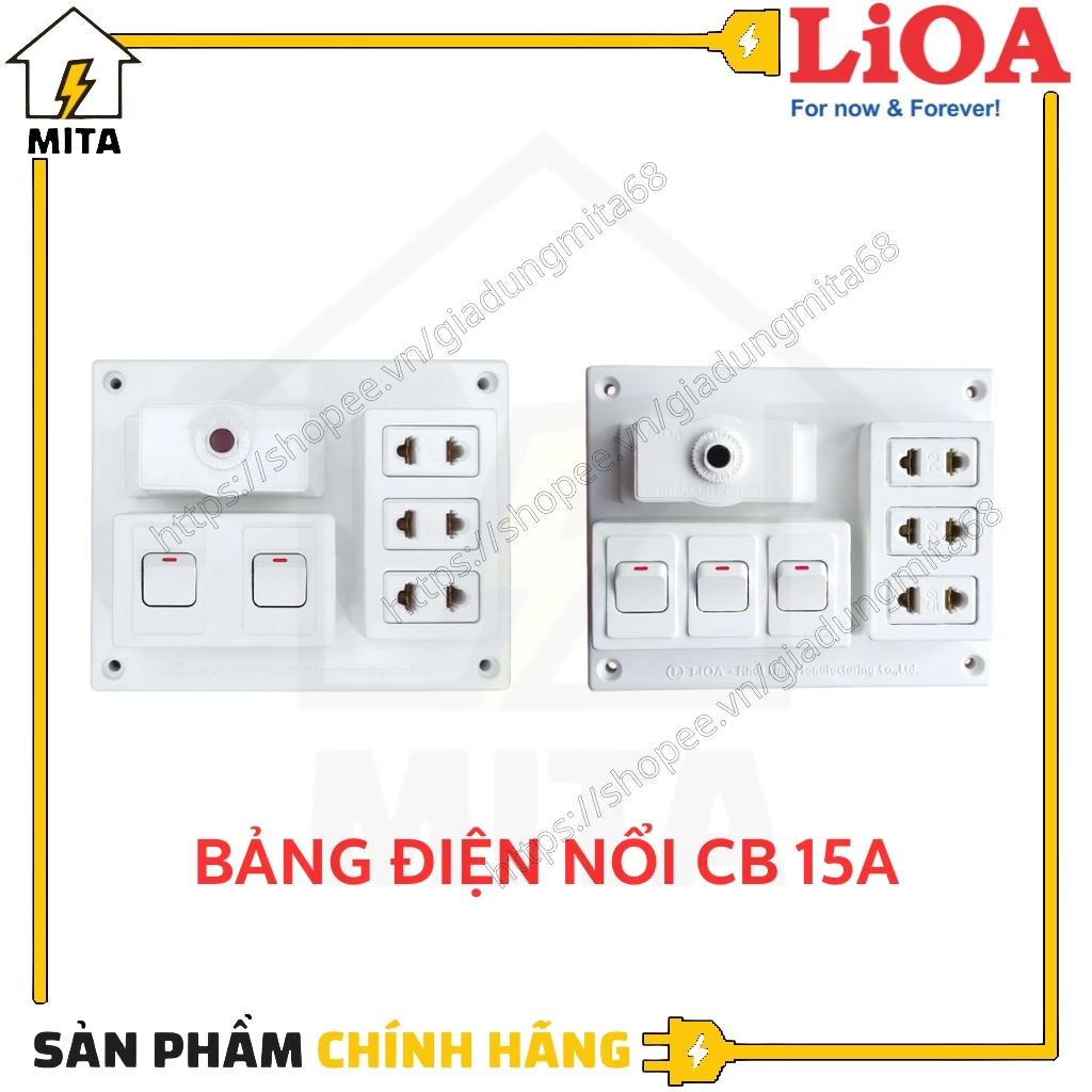 Bảng Điện Nổi LiOA 15A Có 3 Ổ Cắm 2 3 Công Tắc Bảng Điện Lắp Nổi