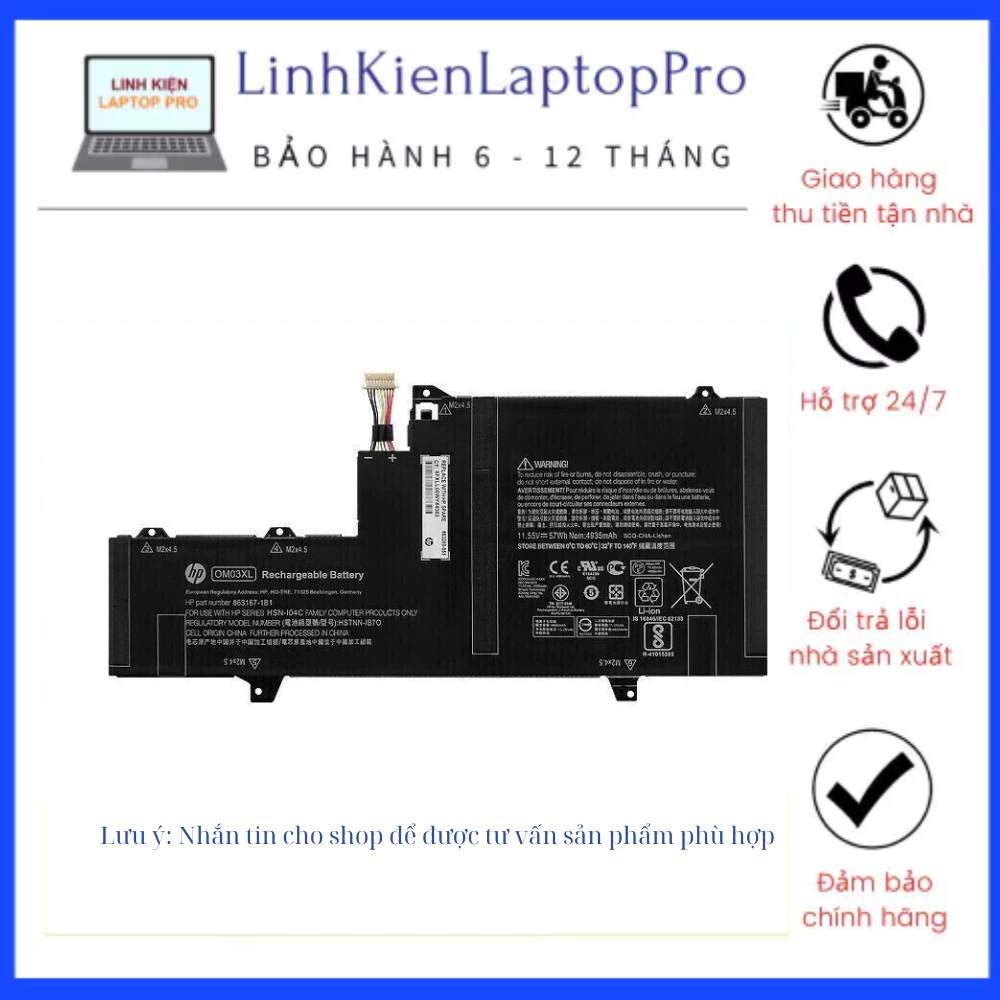 Pin Laptop Hp Elitebook X G Om Xl H Ng Zin New