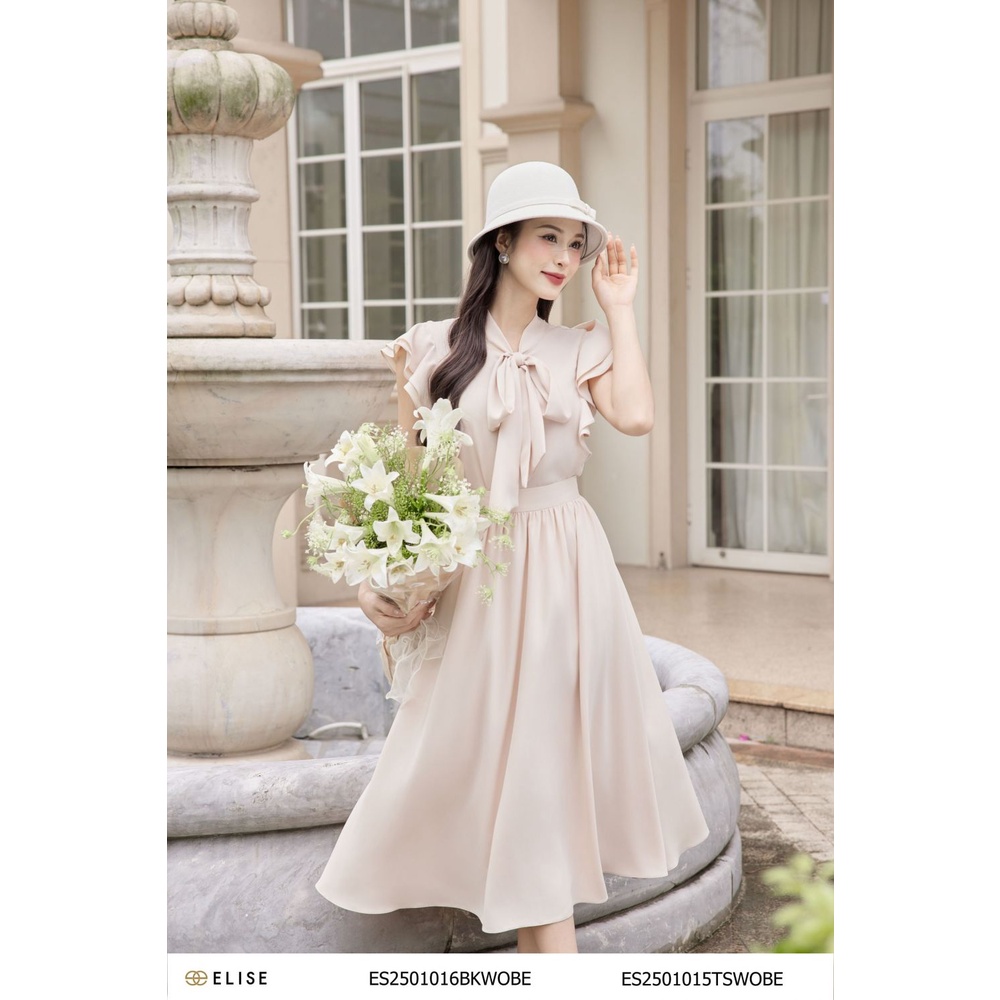 Áo nude vai bèo cổ dây nơ thiết kế Elise ES2501015TSWOBE Shopee Việt Nam