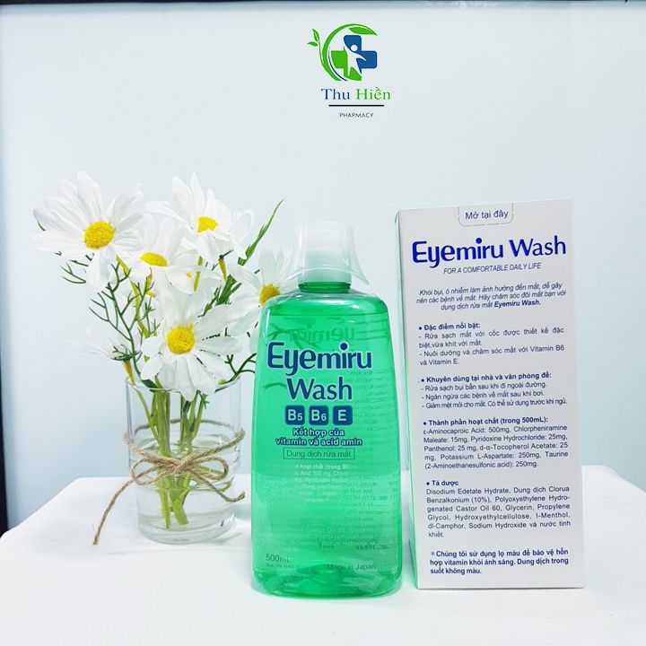 Dung dịch rửa mắt eyemiru wash 500ml, nước rửa mắt nhật bản