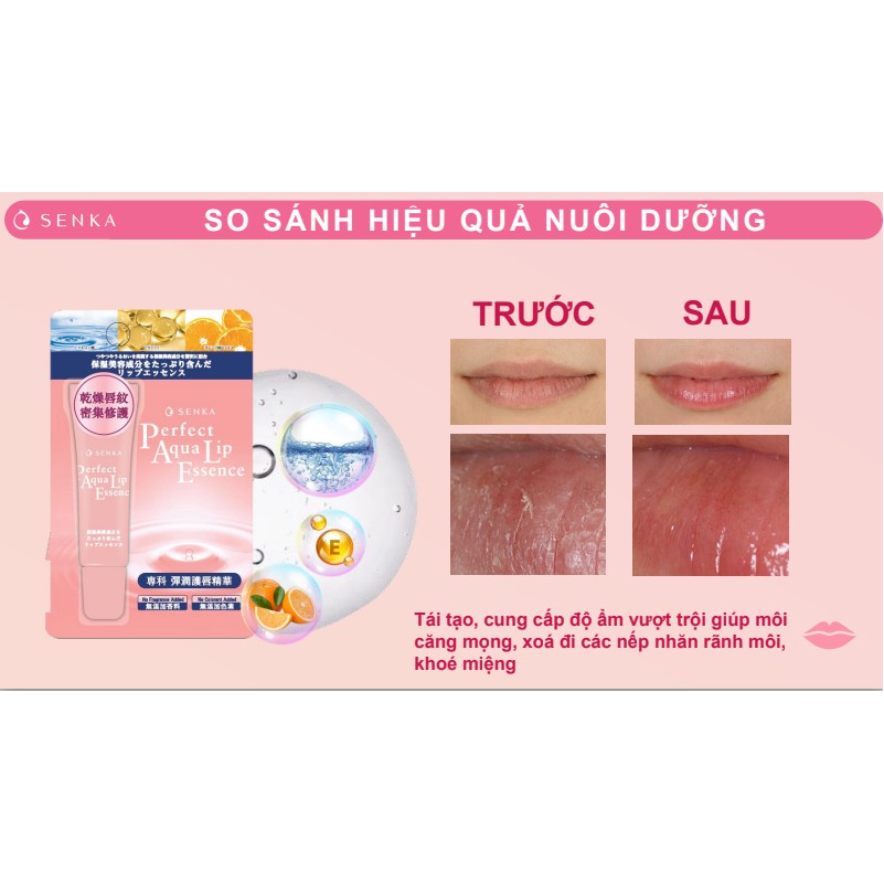 Mặt nạ ngủ môi SenKa, tinh chất dưỡng môi, dưỡng ẩm môi, ban đêm Senka Perfect Aqua Lip Essence 10g