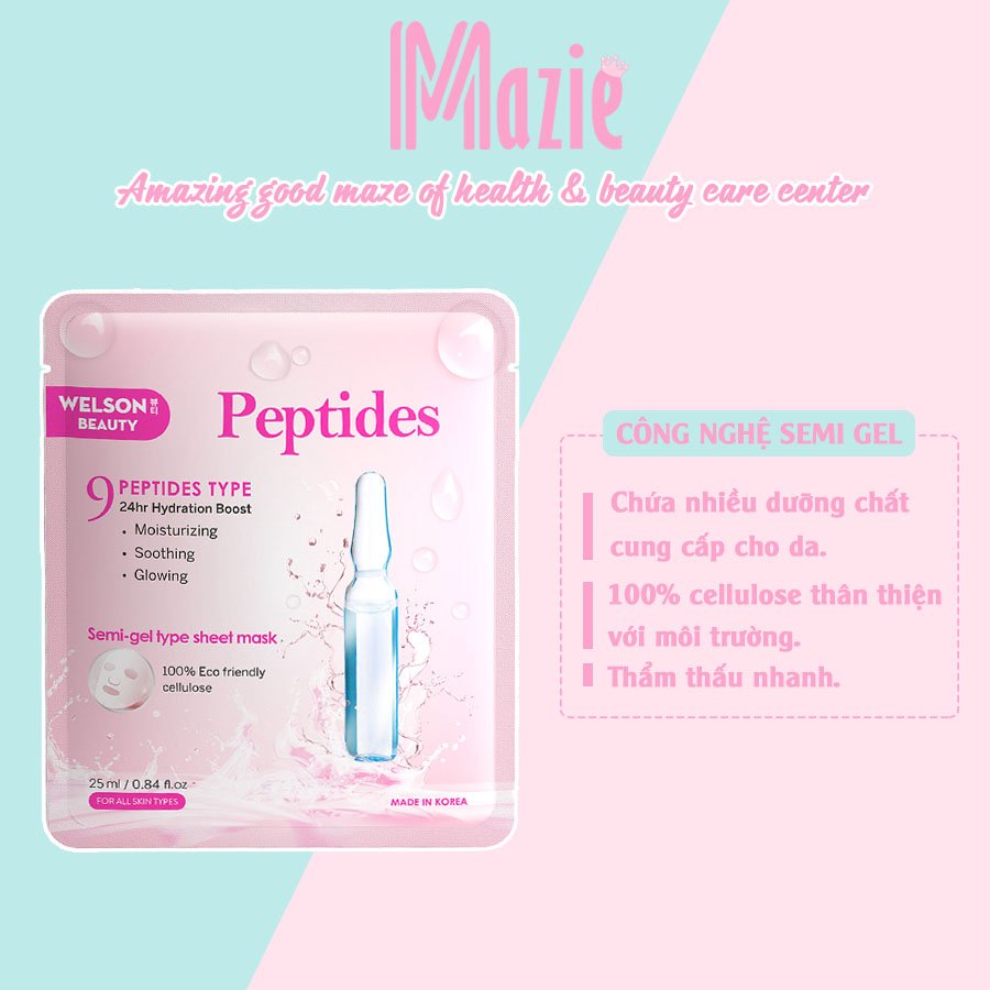 Mặt Nạ Peptides Dưỡng Ẩm Căng Bóng Da Welson Beauty 1 miếng x 25ml