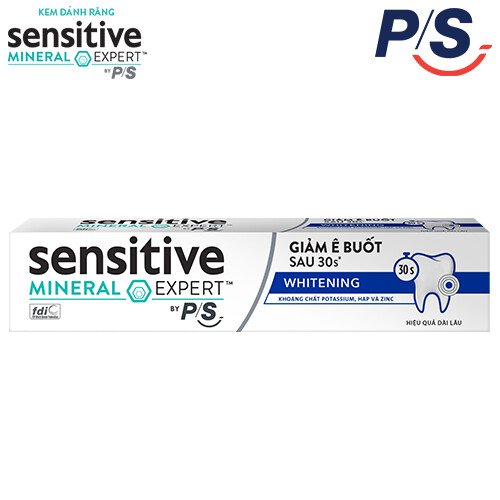 Bộ 3 Hộp Kem đánh răng P/S giảm ê buốt sau 30 giây Sensitive Mineral Expert Whitening với tác động từ khoáng 100g