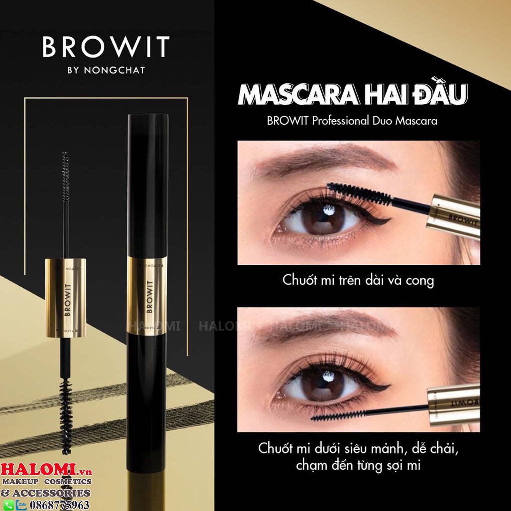 Mascara Nongchat 2 Đầu Browit Professional Duo Mascara 4 + 4g SEXY BLACK siêu chống nước