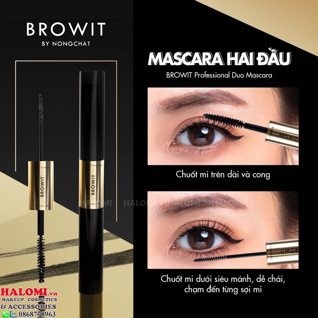 Mascara Nongchat 2 Đầu Browit Professional Duo Mascara 4 + 4g SEXY BLACK siêu chống nước