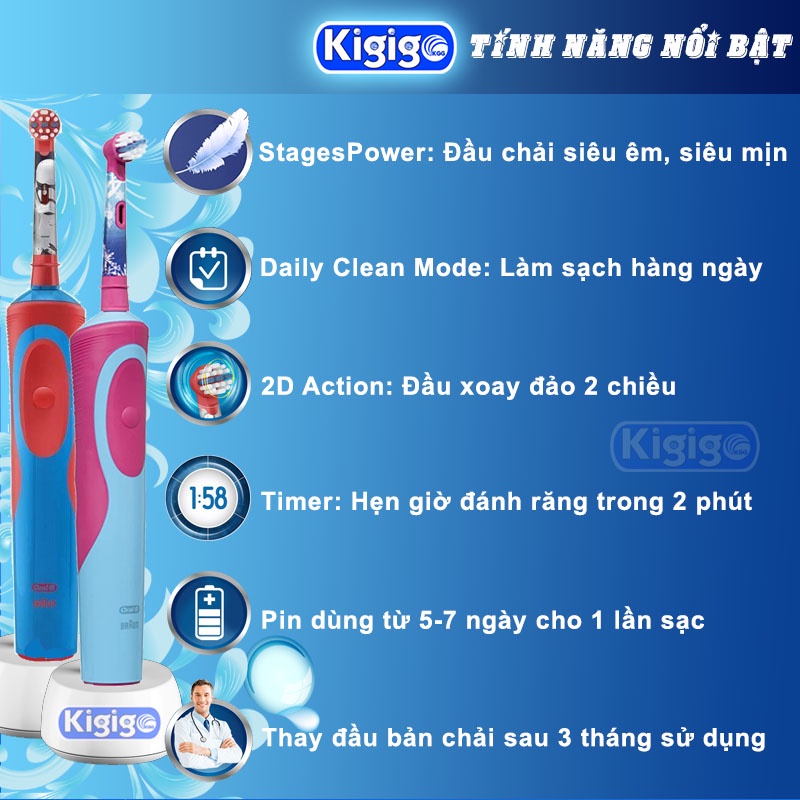 Bàn chải điện cho bé Oral B Vitality Stages Power – Bàn chải đánh răng cho bé Máy đánh răng cho bé chính hãng Oral B