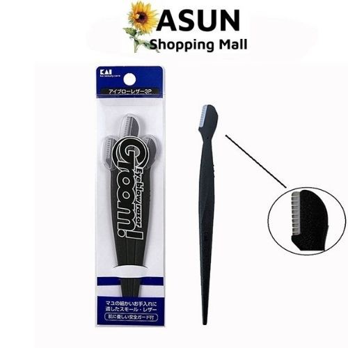 Bộ 3 Dao Tỉa Chân Mày Kai Eyebrow Razor Groom Màu Đen