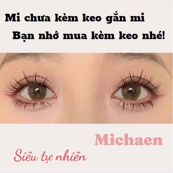 (Tặng keo + nhíp 1set/ đơn)) Lông mi giả sợi siêu tự nhiên Michaen có thể tái sử dụng nhiều lần