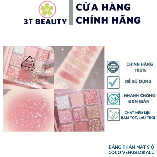 Bảng phấn mắt 9 ô Coco Venus Dikalu kim tuyến lấp lánh