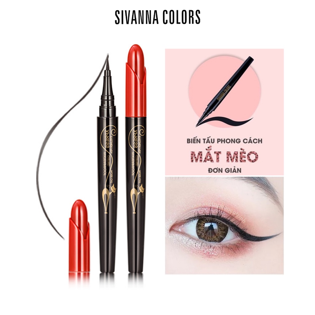 Kẻ mắt Sivanna bút kẻ mắt nước không trôi không lem Xpress Eyeliner Rose Cat siêu dễ vẽ