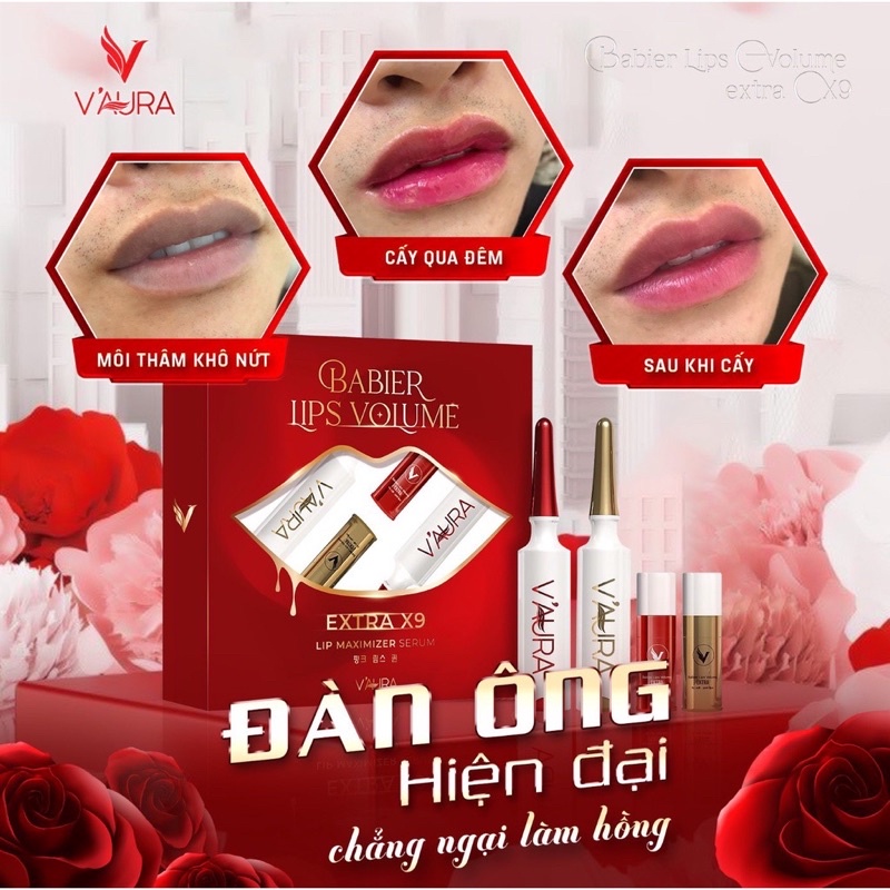 Bộ Tinh Chất Cấy Môi Vaura Babier Lips Volume V3 Master Lips -Khử Thâm Môi -Dưỡng Môi Hồng Vĩnh Viễn – Thay Thế Phun Xăm