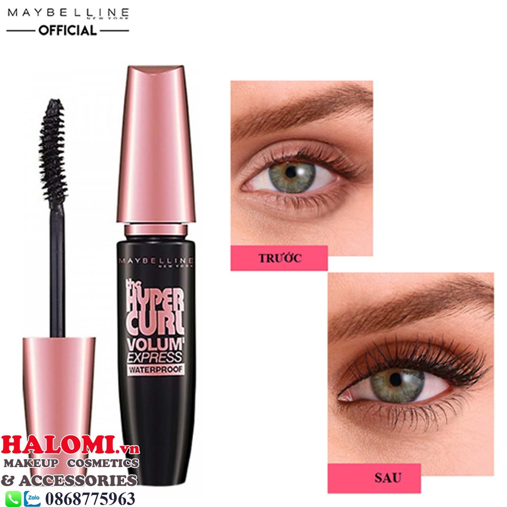 Mascara Dài Mi và Cong Mi Maybelline Hyper Curl New York Waterproof Chuốt Mi Đen 9.2ml