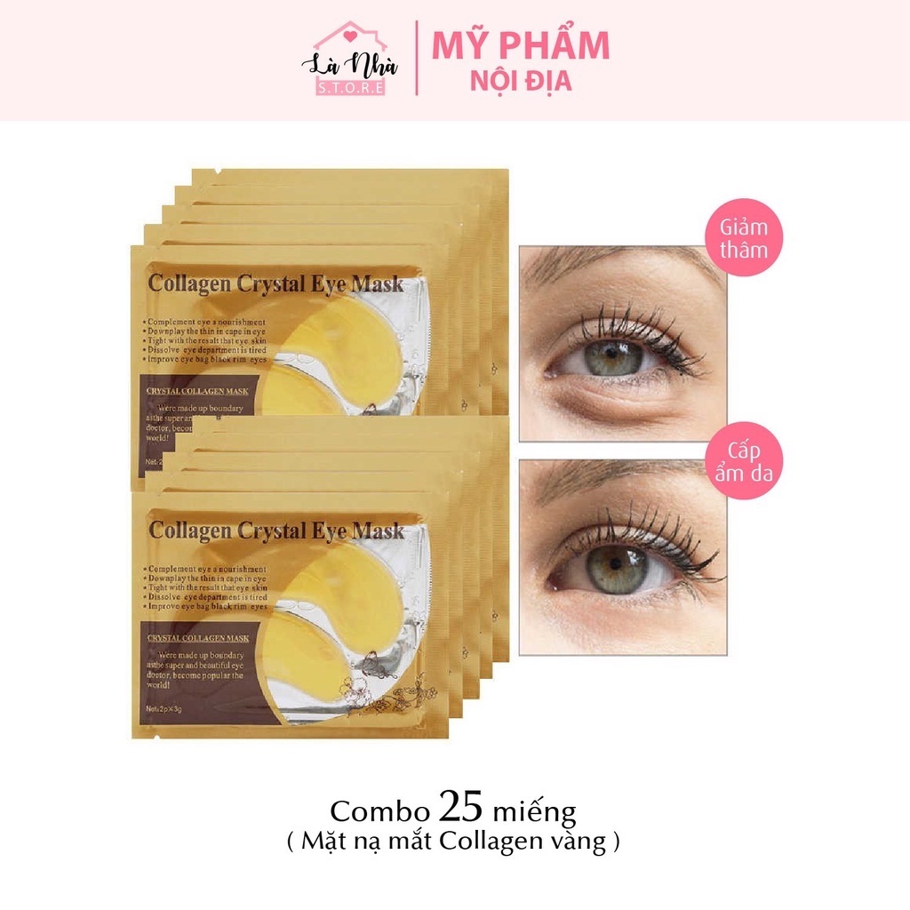 Combo 25 Miếng mặt nạ mắt collagen vàng Hàn Quốc, mask dán đắp dưỡng chống thâm quầng giảm bọng mắt.