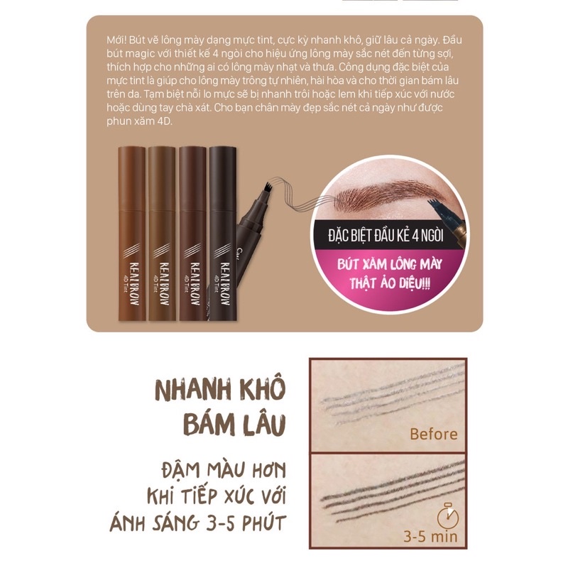 Bút kẻ chân mày phảy sợi Cathy Doll Real Brow 4D Tint