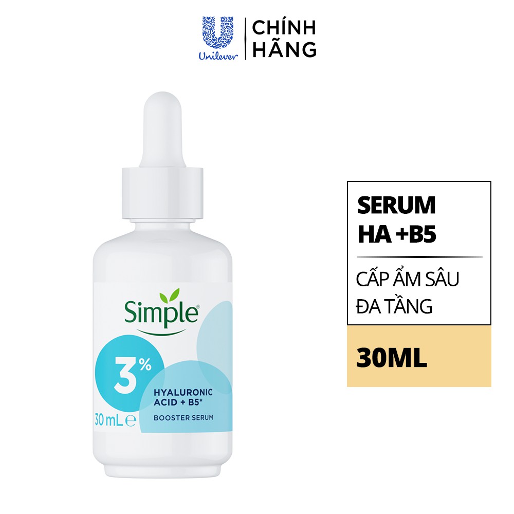 Tinh chất Simple Hyaluronic Acid + B5* Booster Serum cấp ẩm sâu đa tầng 30ml